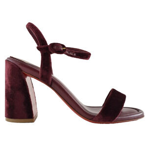 Christian Louboutin Miss Jane Sandal 85 Burgundy Red Ankle Strap Block Heel 39